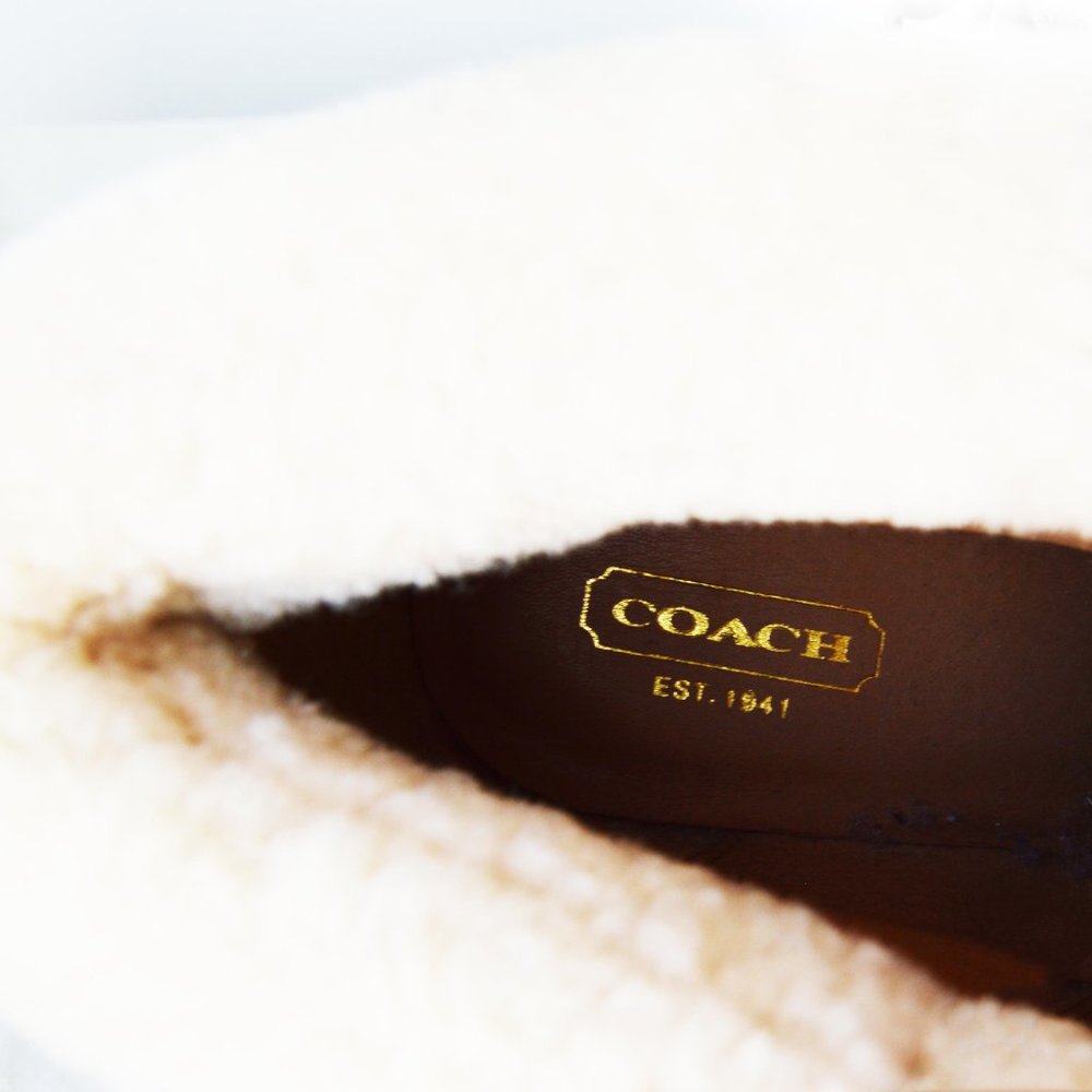 COACH MALIA Tan Fuzzy Heeled Booties. Size 6 - Picture 5 of 7